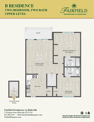 Floor plan B - 2 Bedroom 2 Bath Upper Fairfield