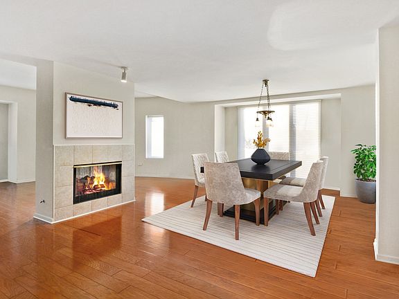 Dining Room with two-sided fireplace