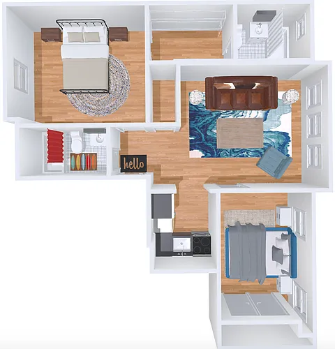 Floor plan 2 Bedroom / 2 Bath