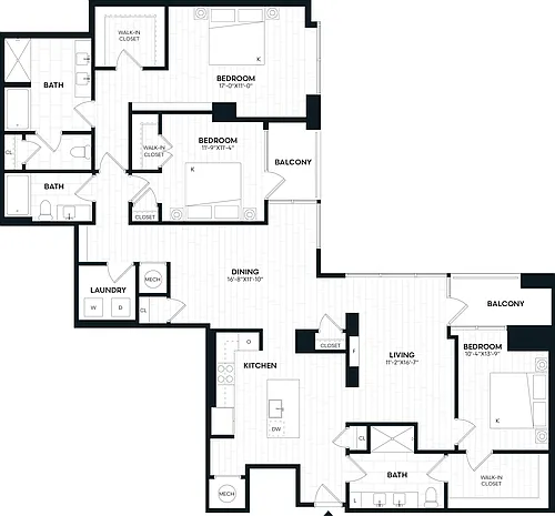 Floor plan 3 Bed/3 Bath-3H_P