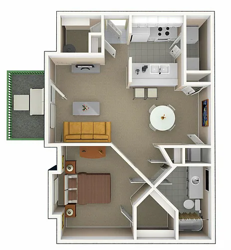 Floor plan One Bedroom - Renovated