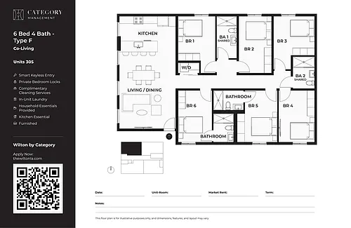 Floor plan 305 Private Bedroom 6 Bed 4 Bath F