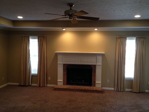 Fireplace & trey ceiling