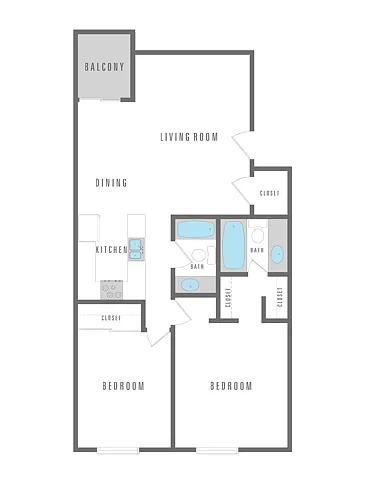 Floor plan 2 Bedroom 2 Bath