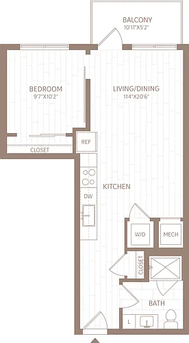 Floor plan 1 Bed/1 Bath-A9