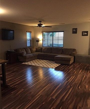 Family room view from hallway off kitchen.