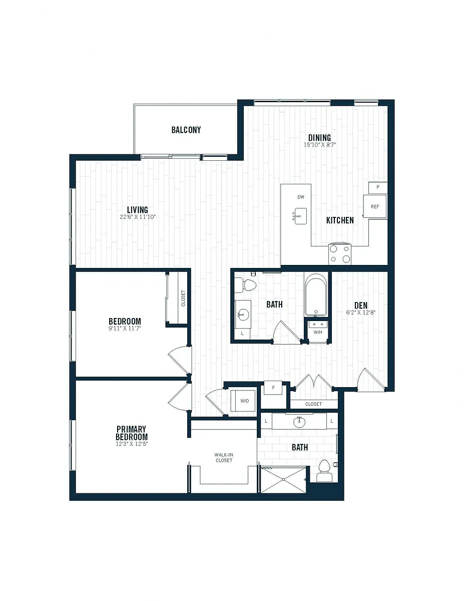 Floor plan C5D | 2 Bed | 2 Bath | Den