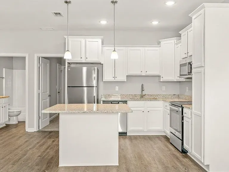 Kitchen island fits two stools