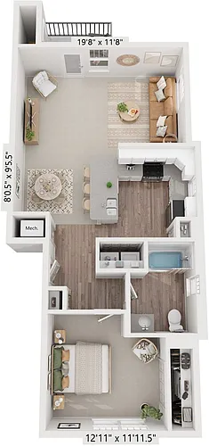 Floor plan One Bedroom End