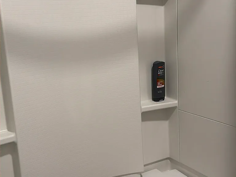 Seated shower in full bath