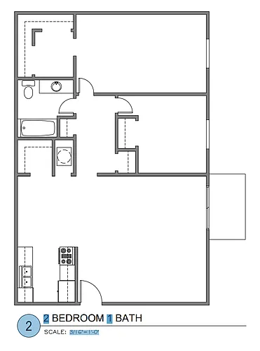 Floor plan 2 Bed 1 Bath