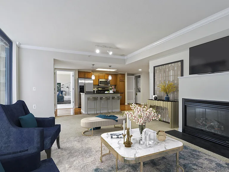Bedroom, Living Room, and Fireplace