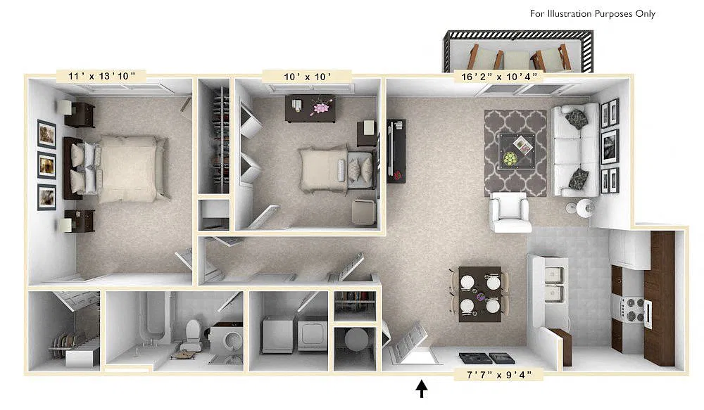 Floor plan The Monroe 2 BR 1 BA