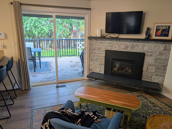 Fireplace and outdoor deck
