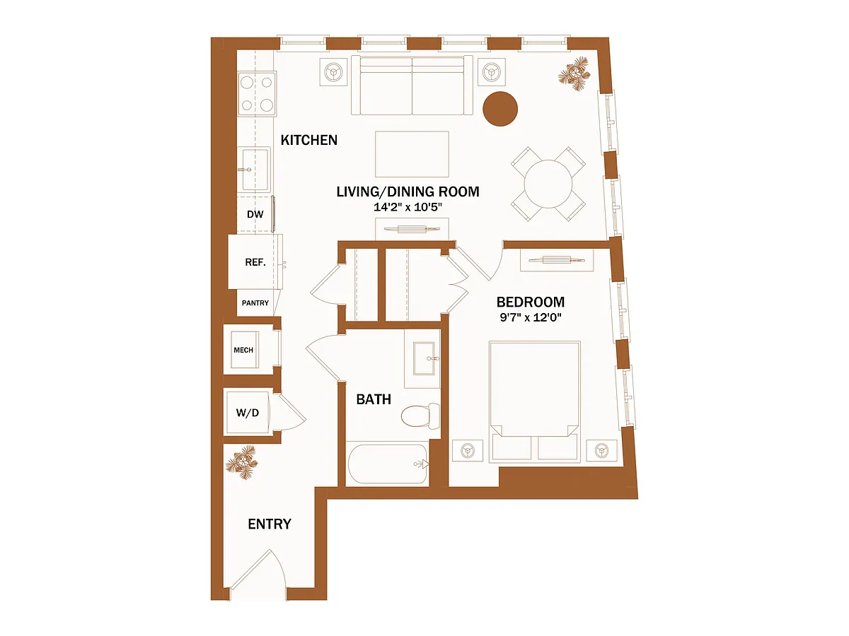 Floor plan B9 - 1 Bed | 1 Bath