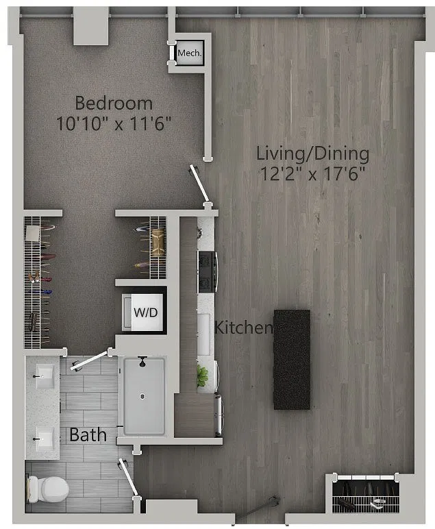 Floor plan A5 | 1 Bedroom | 740 SF