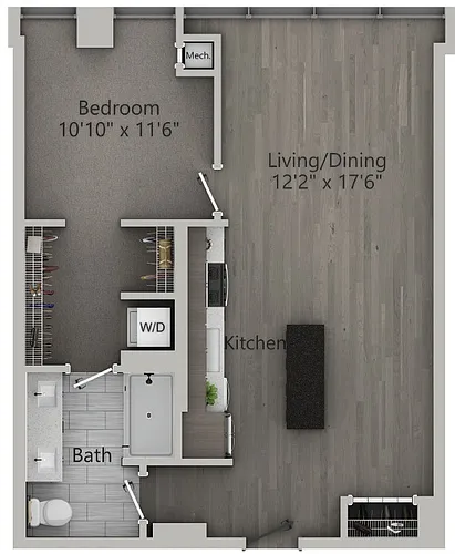 Floor plan A5 | 1 Bedroom | 740 SF