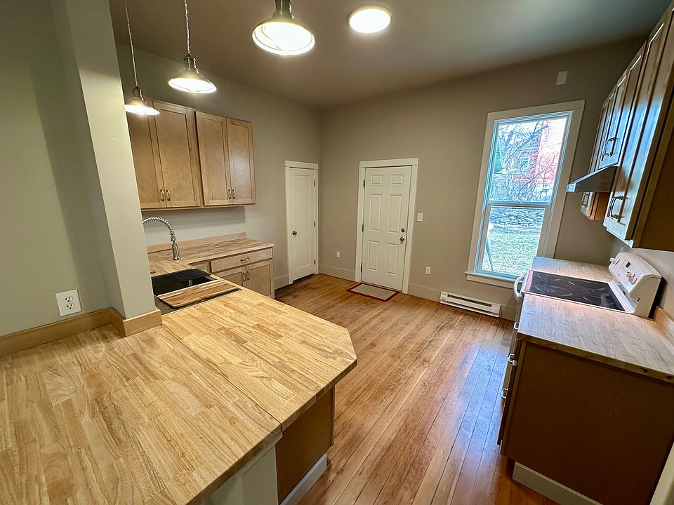 Kitchen and work station. Butcher block counters throughout.