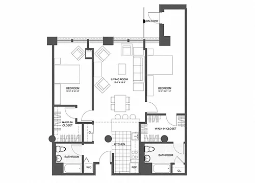 Floor plan 2 Bed/2 Bath