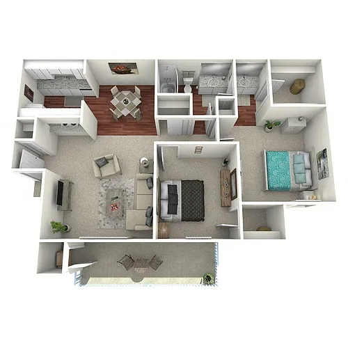Floor plan Two Bed One Bath Plan C