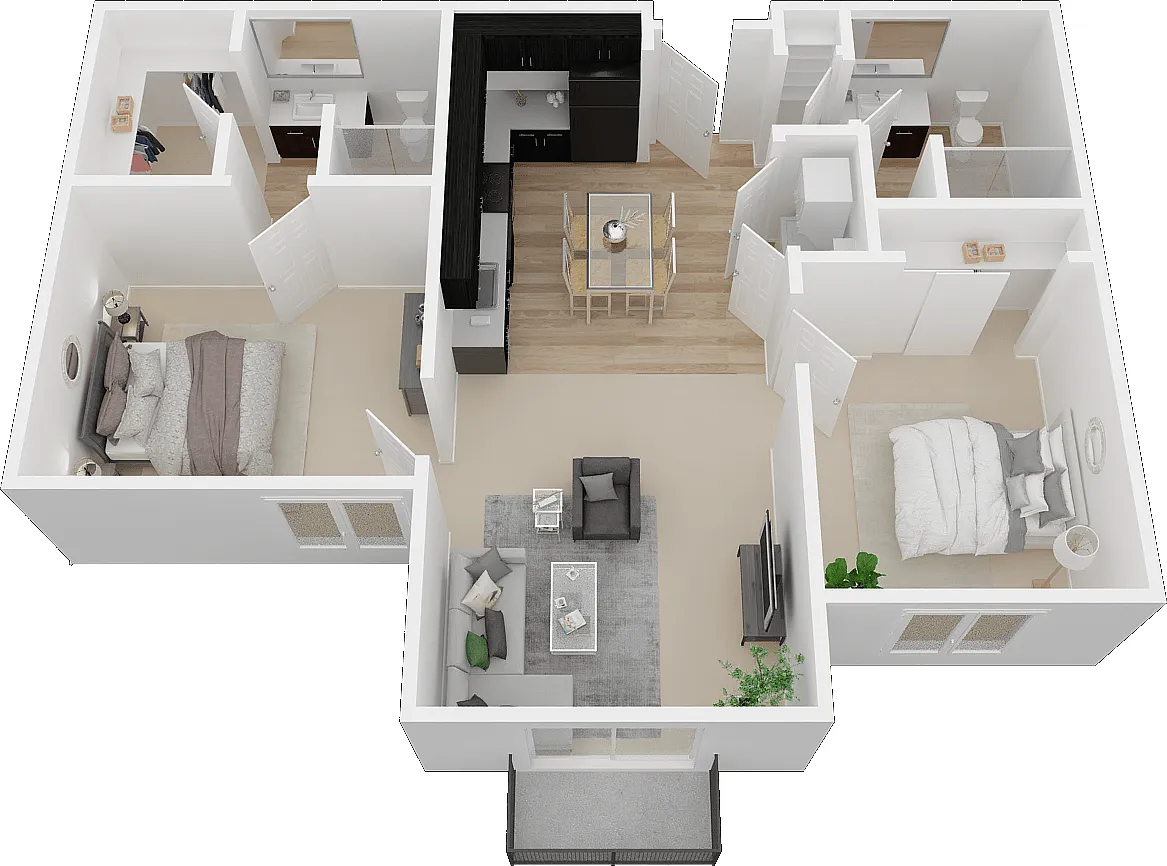 Floor plan 2x2 B1C