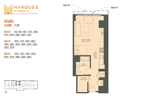 Floor plan Studio x 21