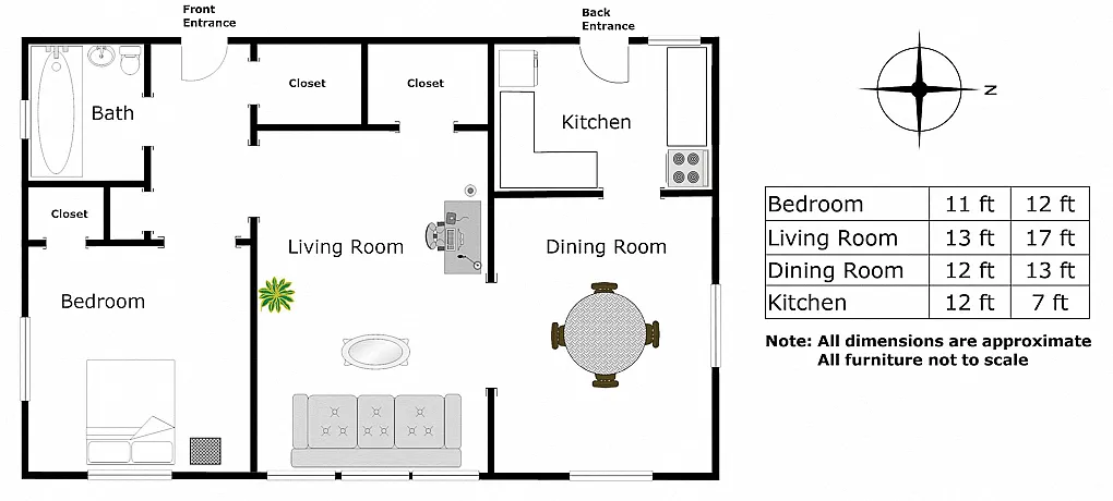 Floor plan 1 Bedroom - 1 Bathroom