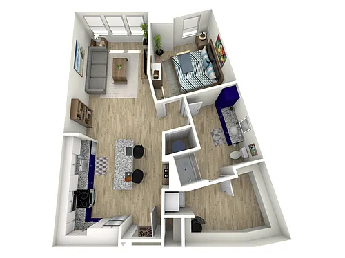 Floor plan 1 Bed, 1 Bath (80% Income Restricted)