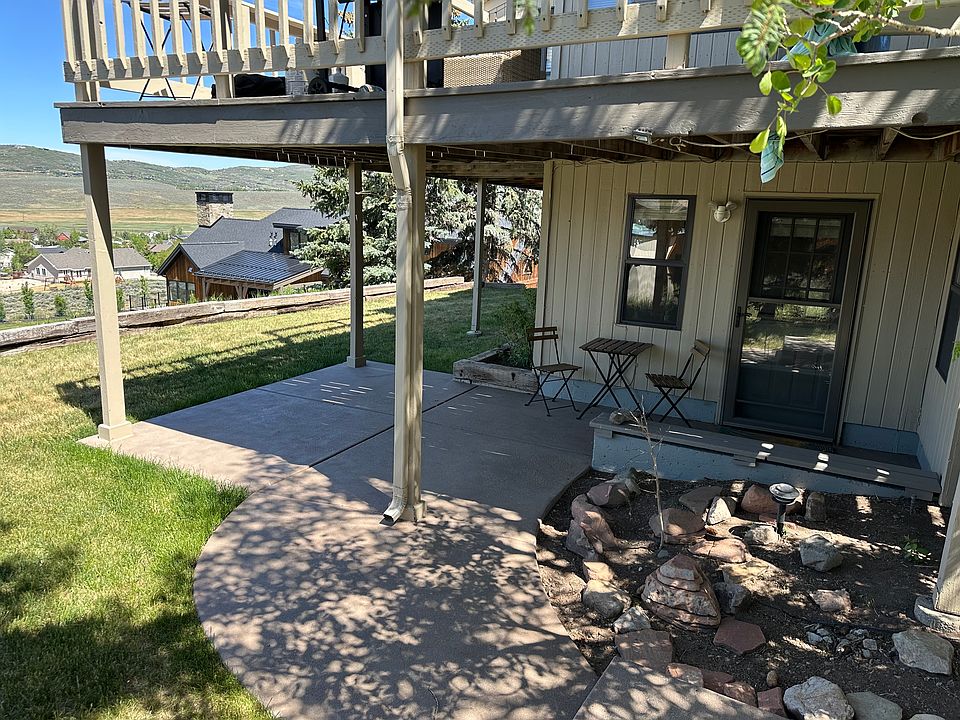 Apartment entrance and patio.