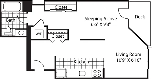 Floor plan 1 Bed 407-2307