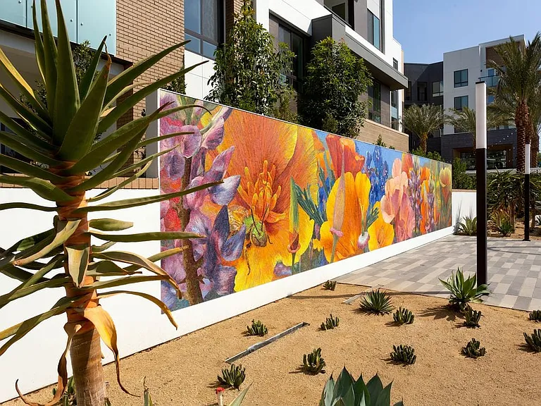 Building A exterior with mural artwork