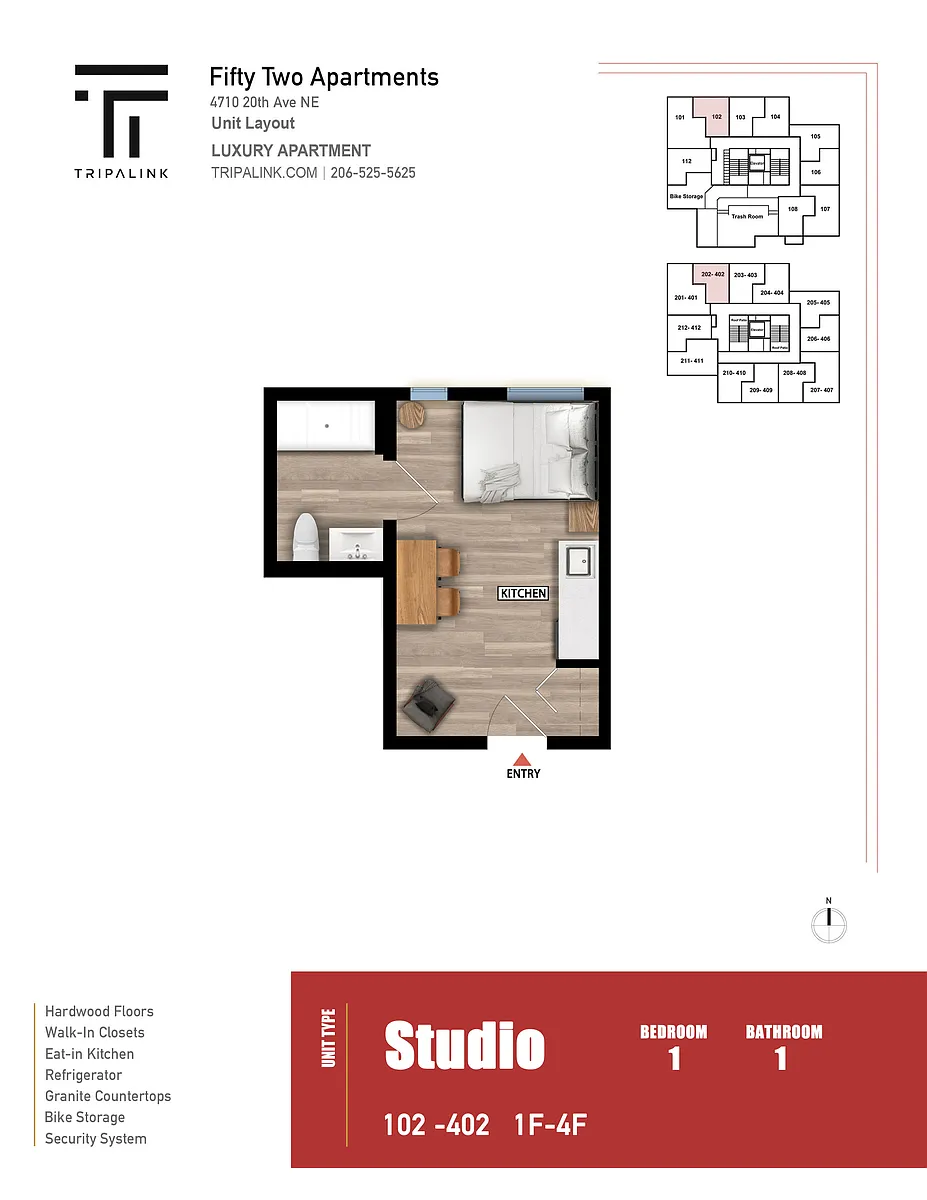 Floor plan Studio - 246 sqft