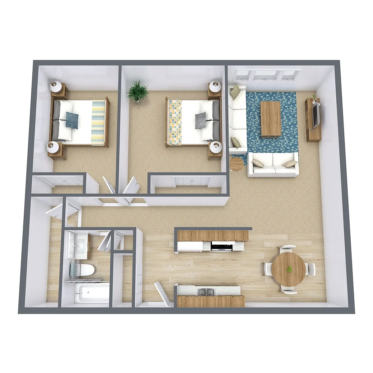 Floor plan Two Bedroom 21B