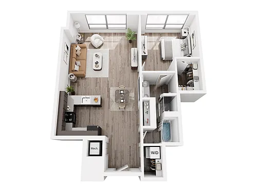 Floor plan 1 Bed 1 Bath - Penthouse (972 sq ft)