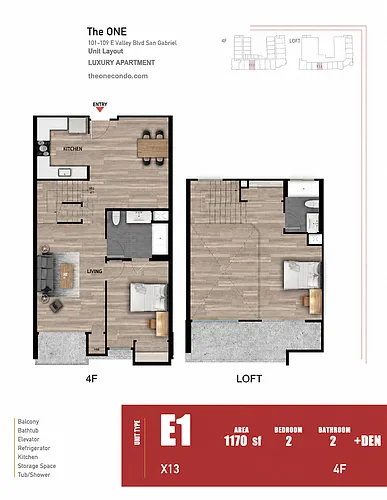 Floor plan 2B2B Den