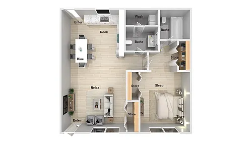 Floor plan 1 Bedroom 1 And Half Bathroom Renovated