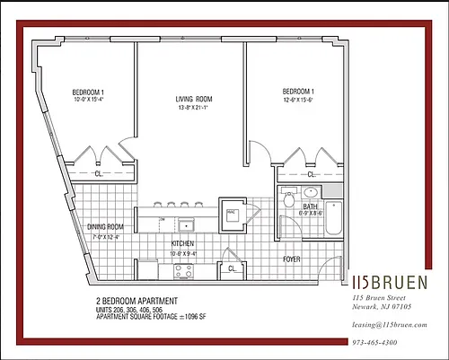 Floor plan Two Bed and Dining With 1 Bath