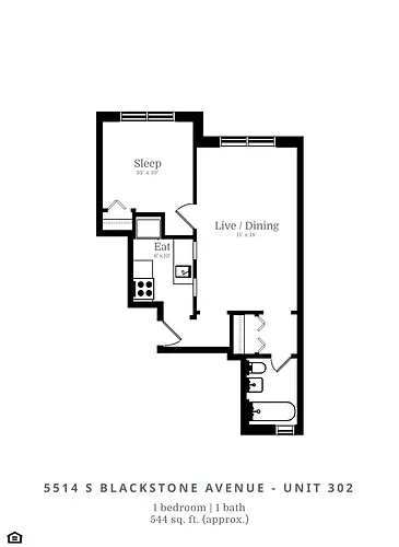 Floor plan 1 Bedroom | 1 Bathroom (B5)