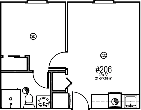 Floor plan 2nd Floor - 1 Bedroom - 1 Bathroom