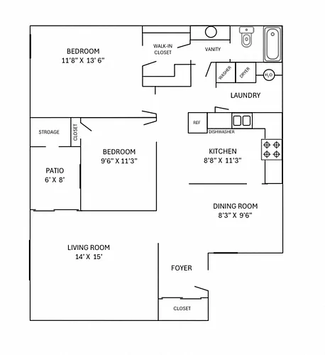 Floor plan A-E 2BD