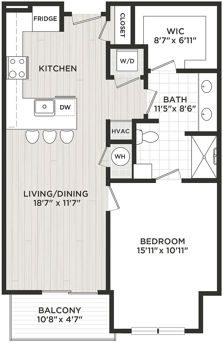 Floor plan 1 Bed/1 Bath-B2