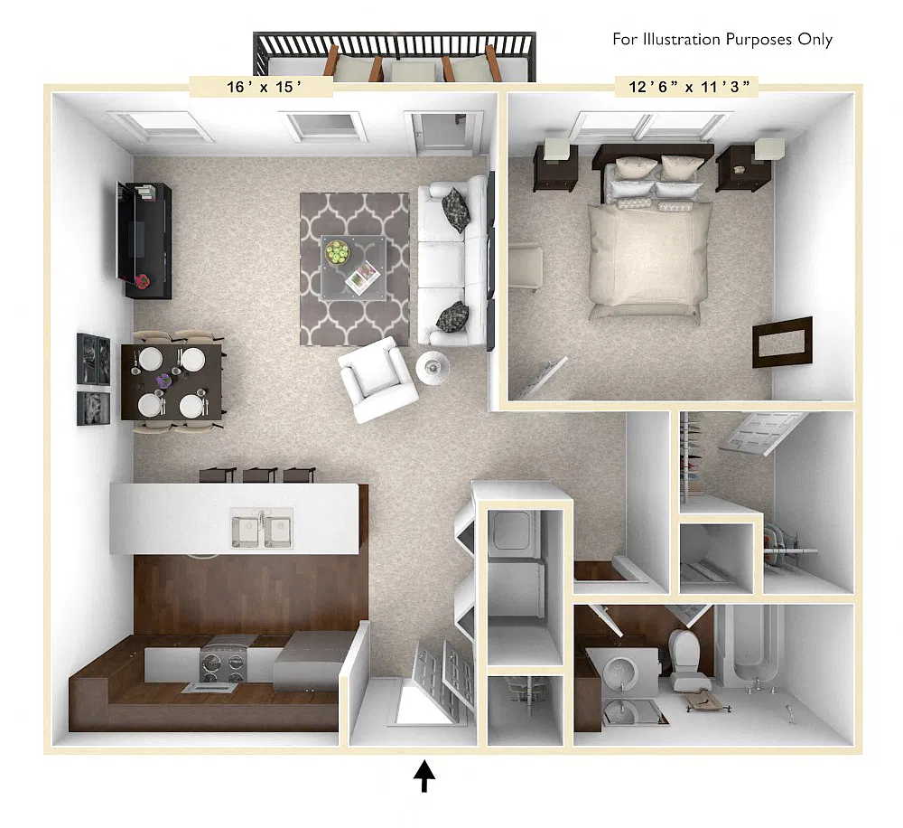 Floor plan The Lexington 1 BR 1 BA