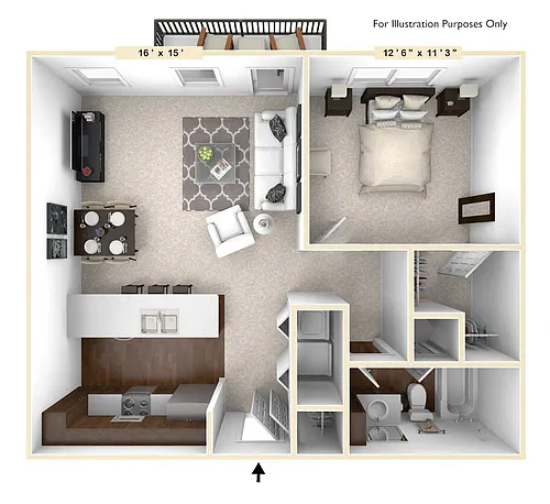 Floor plan The Lexington 1 BR 1 BA