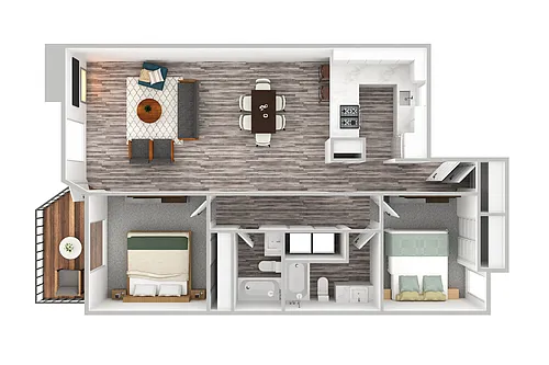 Floor plan 2BD, 2BTH B