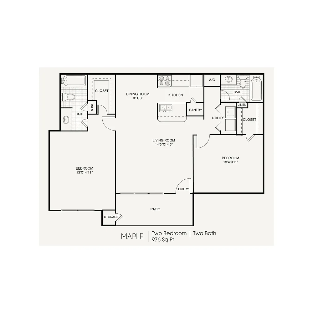 Floor plan 2 bedroom 2 bathroom