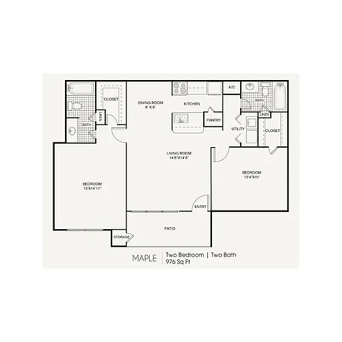 Floor plan 2 bedroom 2 bathroom