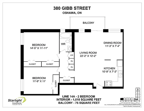Floor plan 2 Bedroom 2 Bed 1 Bath 9