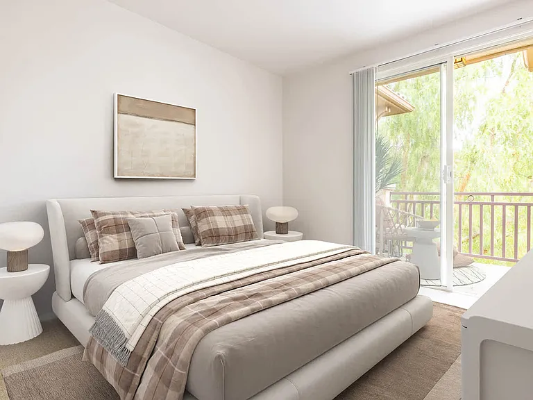 Carpeted Bedroom with Balcony