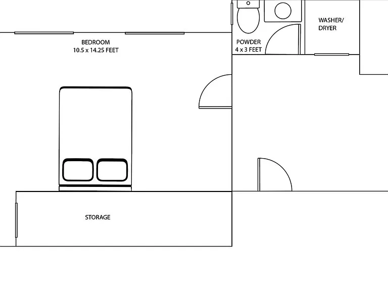 Please find dimensions for rooms here. Storage area in master bedroom has plenty of room for 2 bicycles or other items. Walk in closet easily converted. into home office.