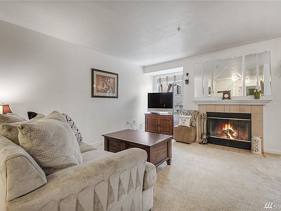 Wood burning fireplace for a cozy feel. 